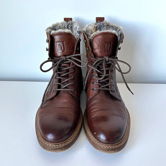 Bruno Magli Cerone Brown Leather Lace Up Boots Size 9.5 M main image 9